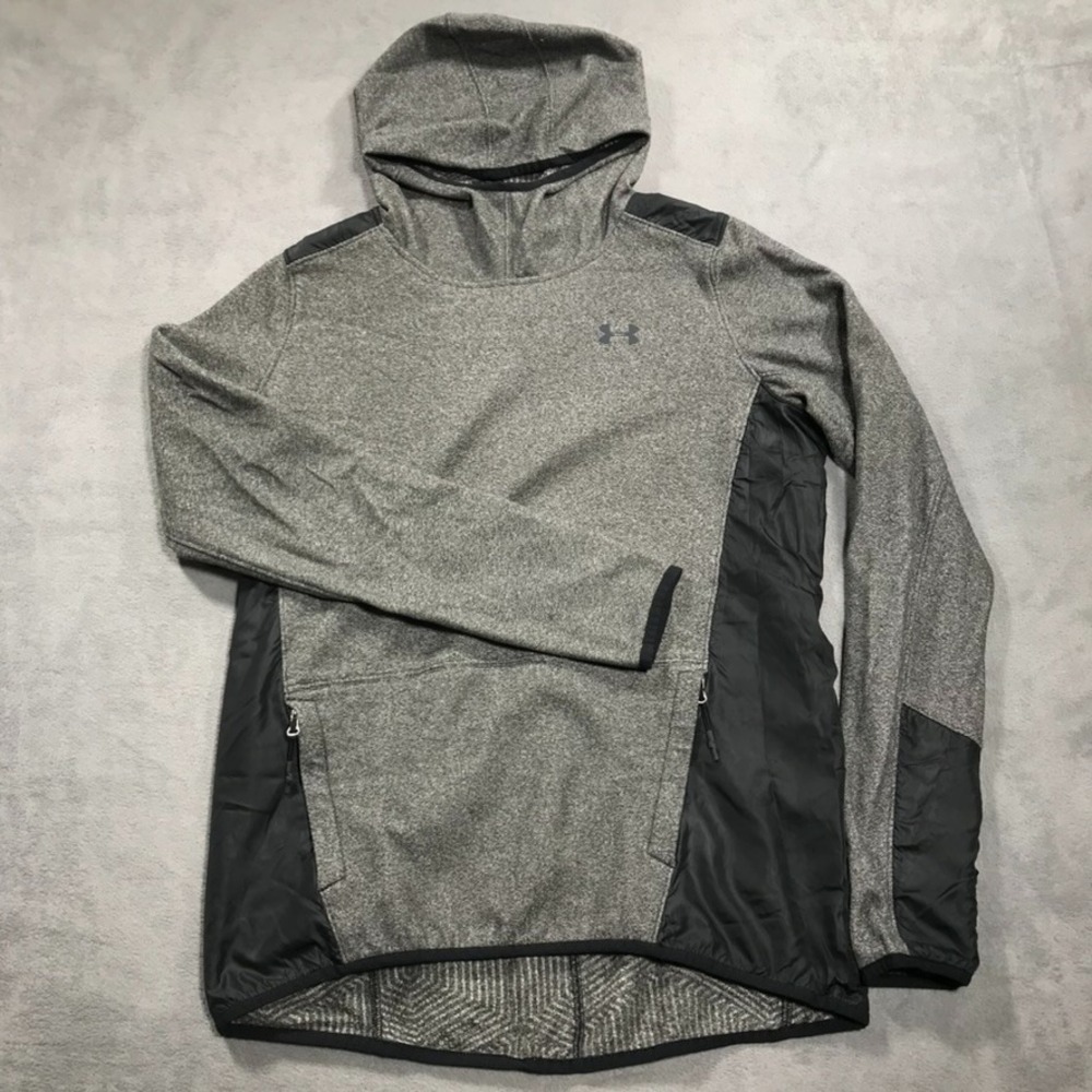 Under Armour Hoodie Sweatshirt Women's Medium Gray Cold Gear Pullover Fleece